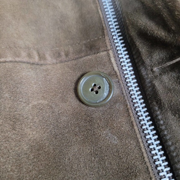 J Crew Jacket Mens Small Brown Suede Leather Zip Collared Casual Basic Everyday - Picture 4 of 6